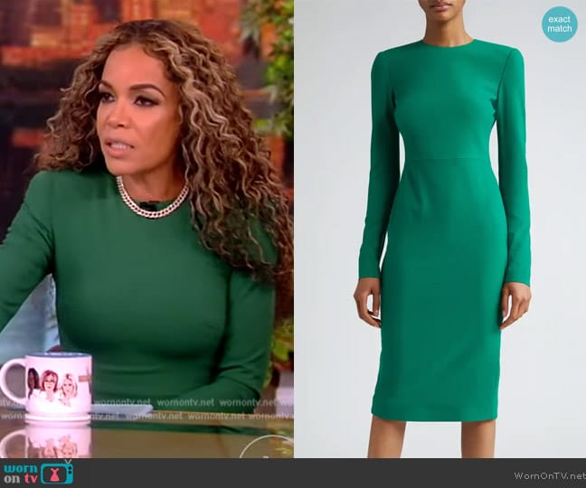 Victoria Beckham Wool-blend crepe midi dress worn by Sunny Hostin on The View