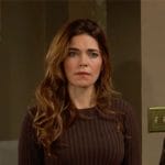 Victoria's brown sweater dress on The Young and the Restless