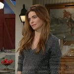 Victoria’s grey rhinestone studded sweater on The Young and the Restless