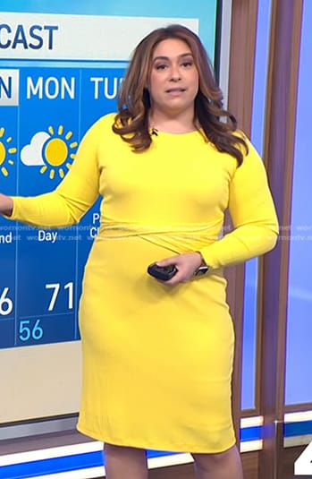 Violeta Yas's yellow twist waist dress on NBC News Daily