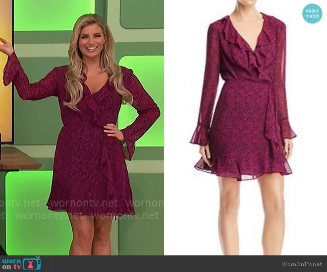 WAYF Maddie Dress in Cranberry worn by Amber Lancaster on The Price is Right