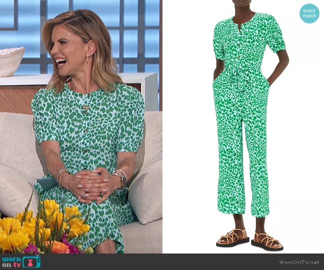 Whistles Smooth Leopard Jemma Jumpsuit worn by Natalie Morales on The Talk