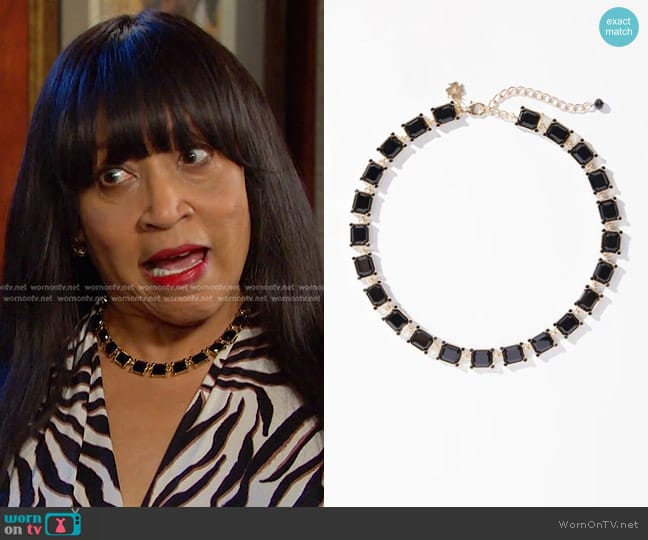 White House Black Market Reversible Goldtone Necklace worn by Paulina Price (Jackée Harry) on Days of our Lives