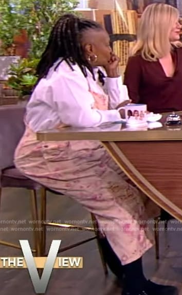 Whoopi’s pink embroidered overalls on The View