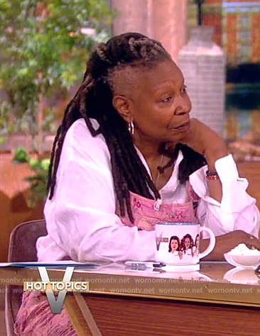 Whoopi’s pink floral print overalls on The View