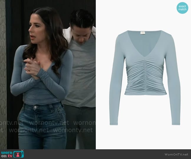 Wilfred at Aritzia Bistro Longsleeve in Slab Blue worn by Sam McCall (Kelly Monaco) on General Hospital