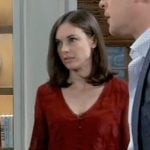 Willow’s burgundy embroidered blouse on General Hospital