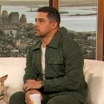 Wilmer Valderrama’s green embroidered jacket and pants on The Drew Barrymore Show