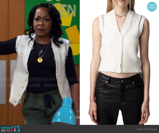 Zadig & Voltaire Karry Cardigan worn by Tina Butler (Tichina Arnold) on The Neighborhood