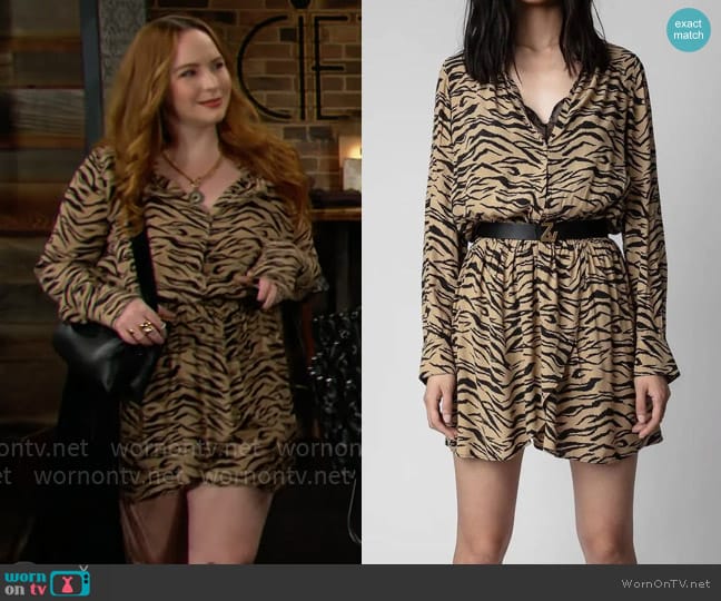 Zadig & Voltaire Rinka Tiger Dress worn by Mariah Copeland (Camryn Grimes) on The Young and the Restless