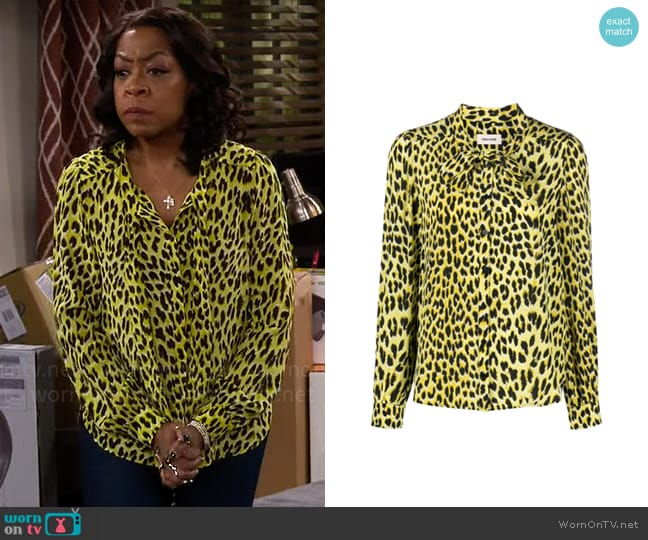 WornOnTV: Tina’s yellow leopard print blouse on The Neighborhood ...