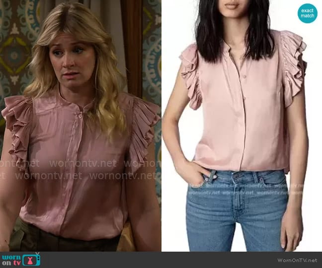 Zadig & Voltaire Tiza Top worn by Gemma (Beth Behrs) on The Neighborhood