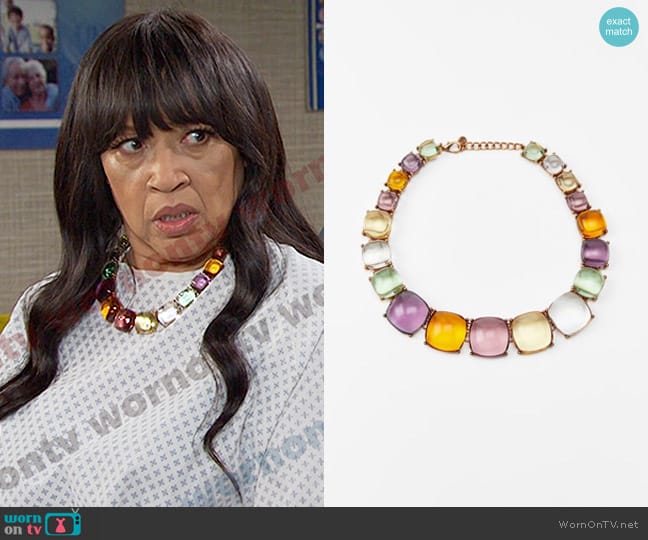 Zara Multi-Colored Resin Necklace worn by Paulina Price (Jackée Harry) on Days of our Lives