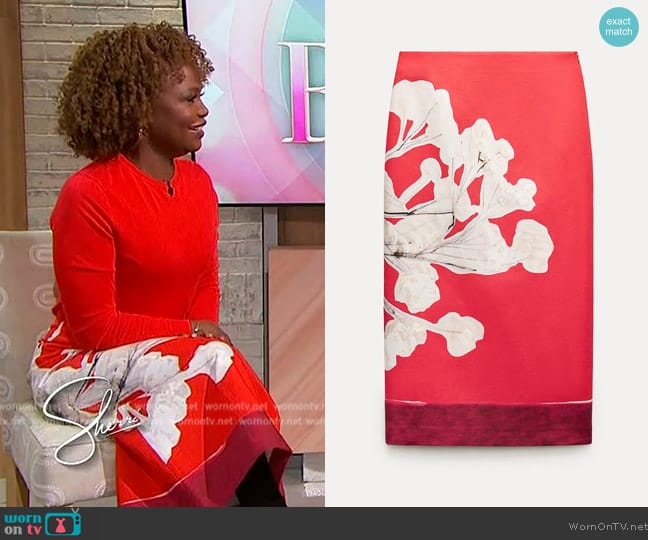 Zara ZW Collection Linen Blend Pencil Skirt worn by Karine Jean-Pierre on Sherri