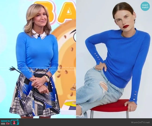 Zara Basic Knit Sweater worn by Lara Spencer on Good Morning America