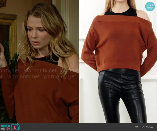 Zero Degrees Celsius Twofer Drop Shoulder Sweater worn by Summer Newman (Allison Lanier) on The Young and the Restless