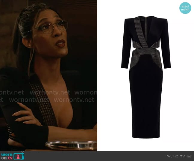 Nicolette’s black dress with cutouts on American Horror Story Delicate