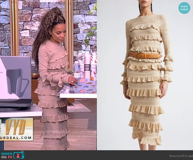 Zimmermann Matchmaker Ruffle Metallic Pointelle Sweater worn by Sunny Hostin on The View