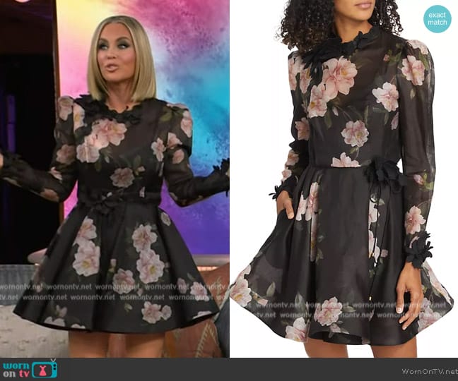 Zimmermann Floral Linen-Silk Fit & Flare Minidress worn by Jenny McCarthy on The Kelly Clarkson Show