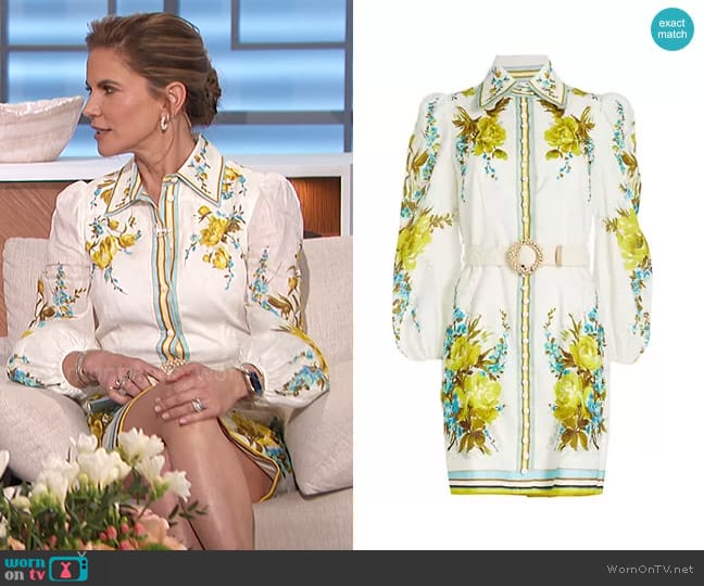 Zimmermann Halcyon Belted Linen Mini Shirtdress worn by Natalie Morales on The Talk