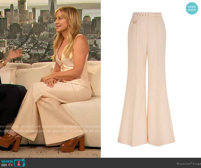 Zimmermann Natura Flare Leg Pants worn by Jessica Capshaw on The Drew Barrymore Show