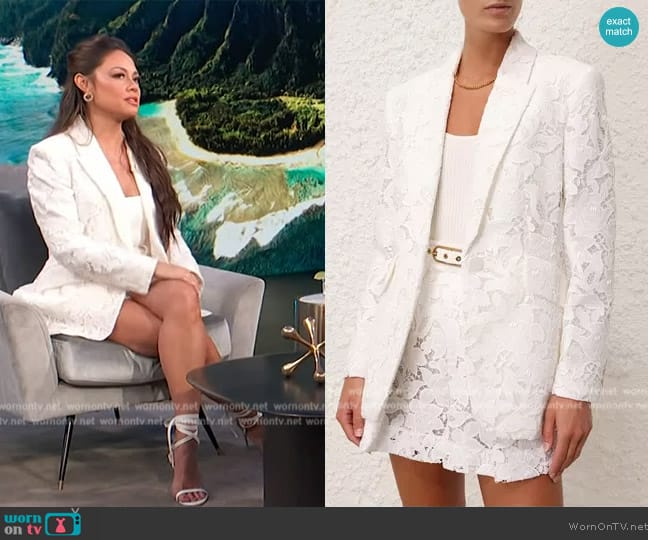 Zimmermann Natura Lace Jacket worn by Vanessa Lachy on Access Hollywood