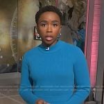 Zinhle’s blue mock neck sweater dress on NBC News Daily