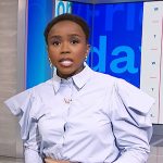 Zinhle’s blue puff sleeve top on NBC News Daily