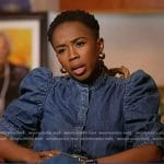 Zinhle’s denim puff sleeve top on NBC News Daily