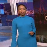 Zinhle’s blue mock neck sweater dress on NBC News Daily