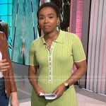 Zinhle’s green ribbed polo dress on NBC News Daily