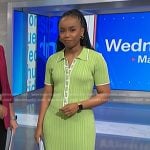 Zinhle's green ribbed polo dress on NBC News Daily