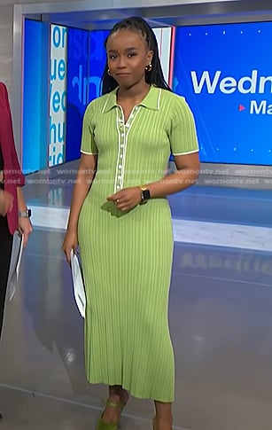 Zinhle's green ribbed polo dress on NBC News Daily