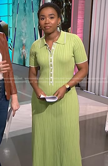 Zinhle’s green ribbed polo dress on NBC News Daily