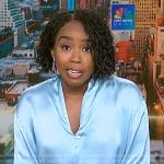 Zinhle’s light blue satin blouse on NBC News Daily