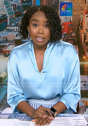 Zinhle's light blue satin blouse on NBC News Daily