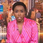 Zinhle's pink striped wrap blouse on NBC News Daily