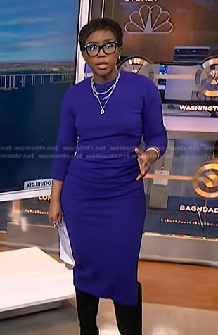 Zinhle's purple ruched sweater dress on NBC News Daily