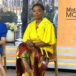 Zinhle Essamuah’s yellow puff sleeve top and skirt on Today