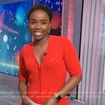 Zinhle's red ribbed button front dress on NBC News Daily