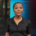 Zuri’s black studded collar polo on Access Hollywood