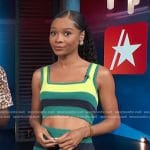 Zuri's green striped knit top and skirt on Access Hollywood