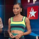 Zuri’s green striped knit top and skirt on Access Hollywood