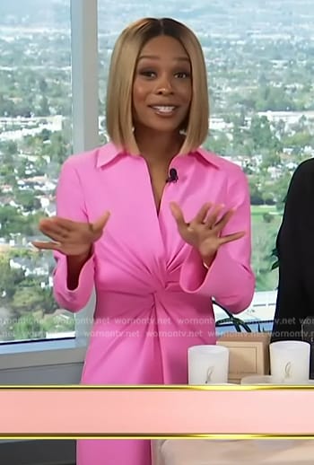 Zuri’s pink twist front dress on Access Hollywood