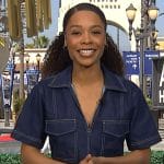 Zuri’s cropped denim jacket and mini skirt on Access Hollywood