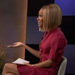 Zuri’s pink belted mini dress on Access Hollywood