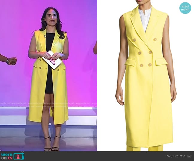 3.1 Phillip Lim Long Double-Breasted Structured Crepe Vest in Citrine worn by Donna Farizan on Today