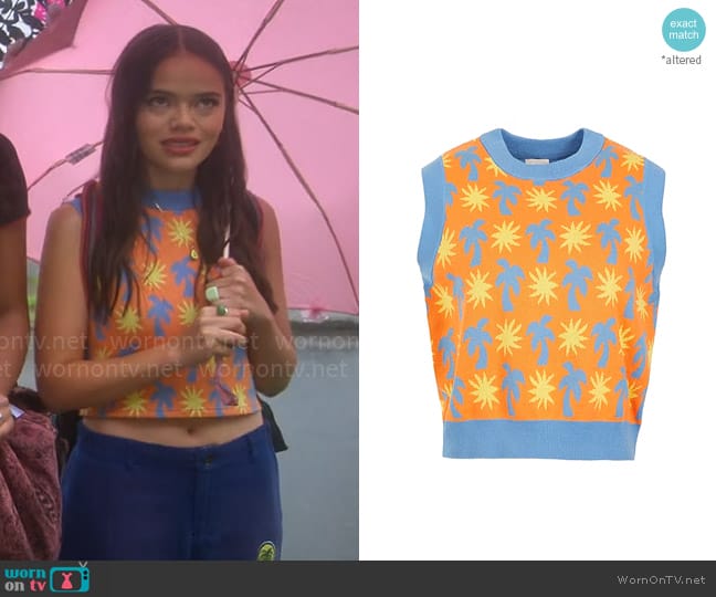 8 by Yoox Jacquard Knit Vest worn by Minnie 'Mouse' Honrada (Malia Pyles) on Pretty Little Liars Original Sin