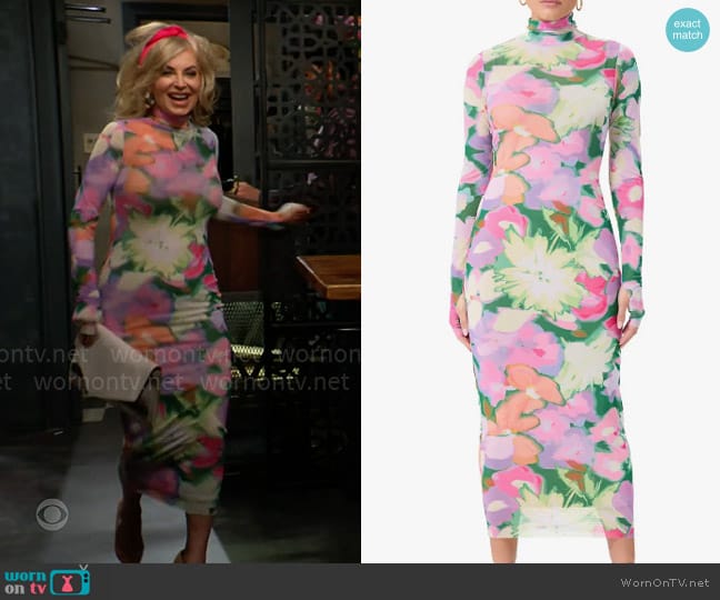 AFRM Shailene Dress in Spring Blossom worn by Ashley Abbott (Eileen Davidson) on The Young and the Restless