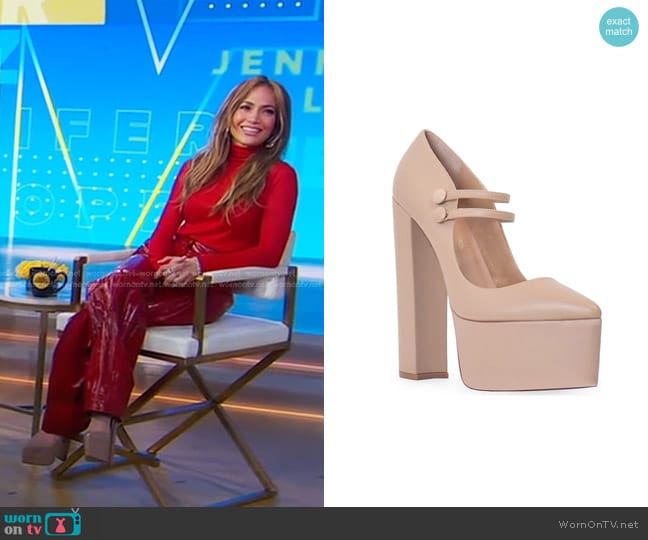 Andrea Wazen Double Jeu Platform Mary Jane Pumps worn by Jennifer Lopez on Good Morning America